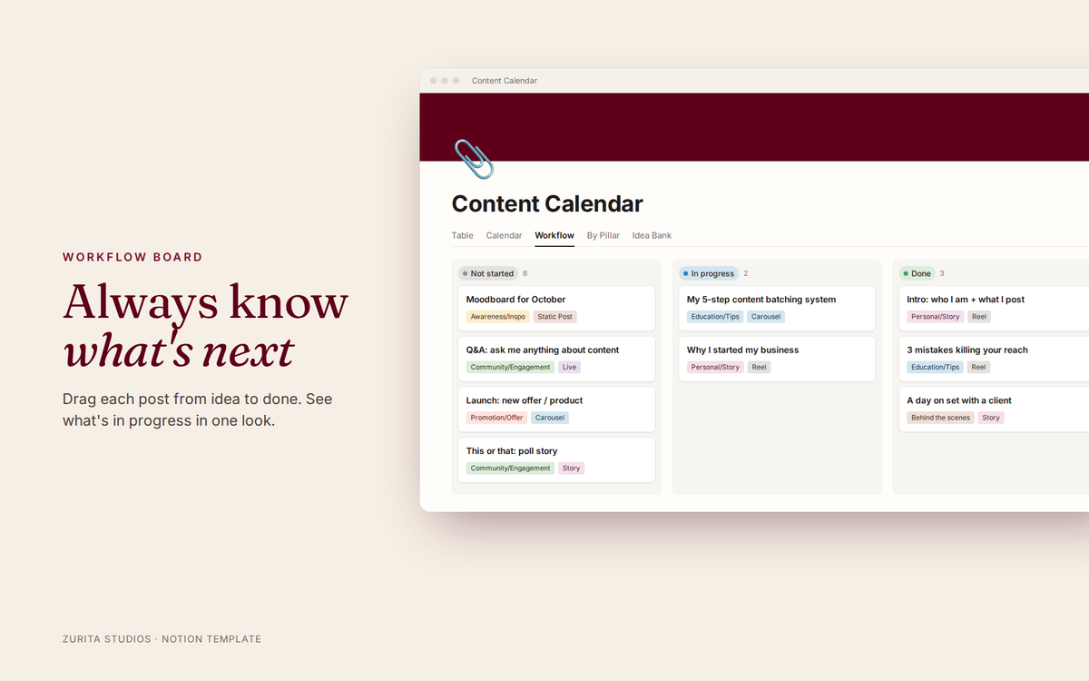Content Calendar Template (Notion)